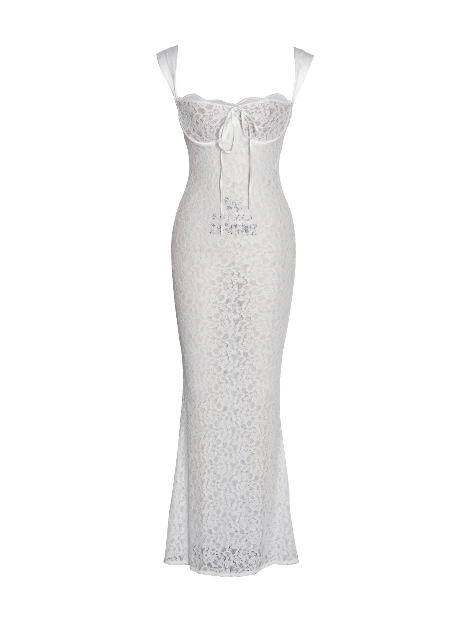 Nia White Lace Maxi Dress