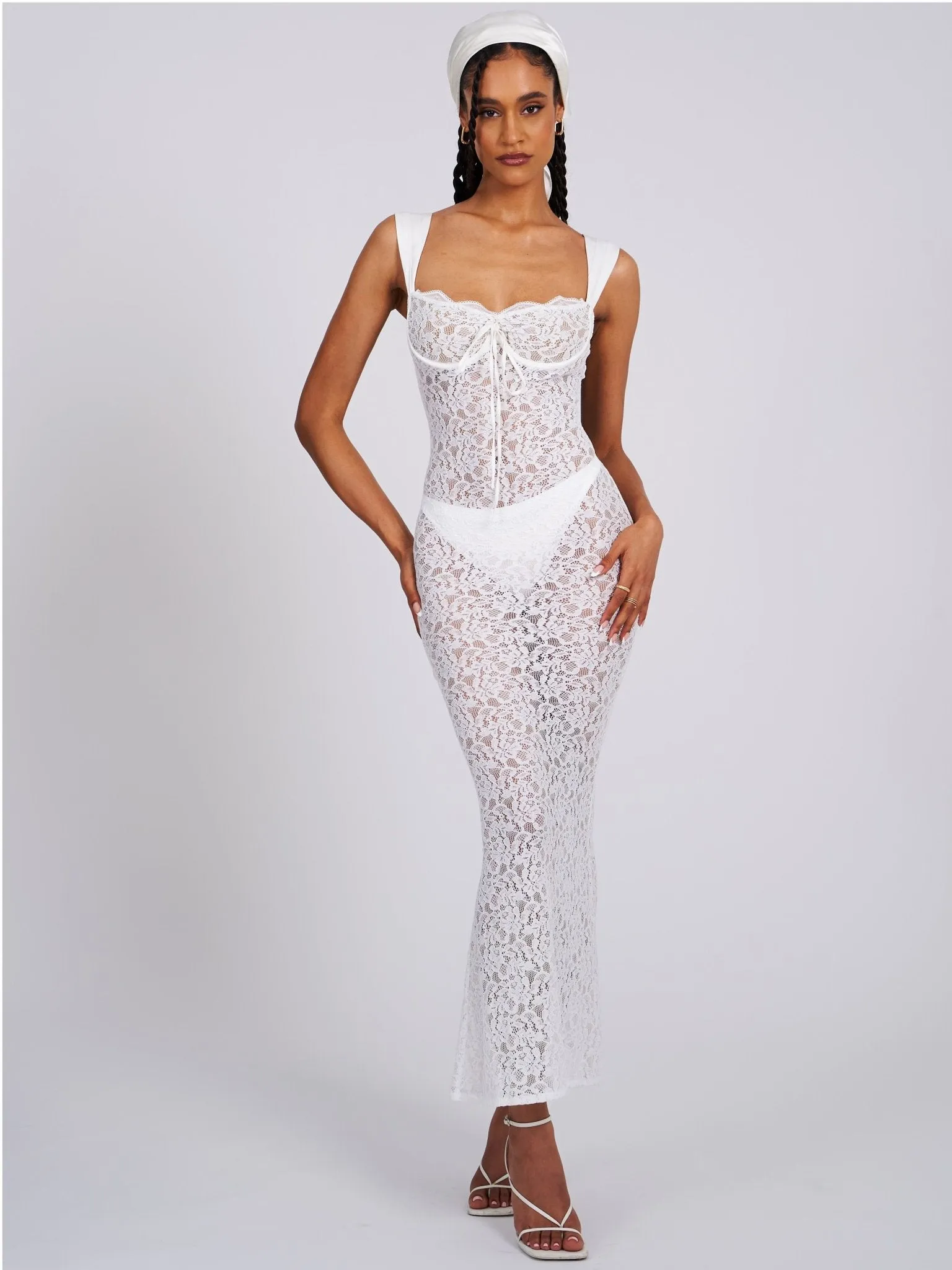 Nia White Lace Maxi Dress