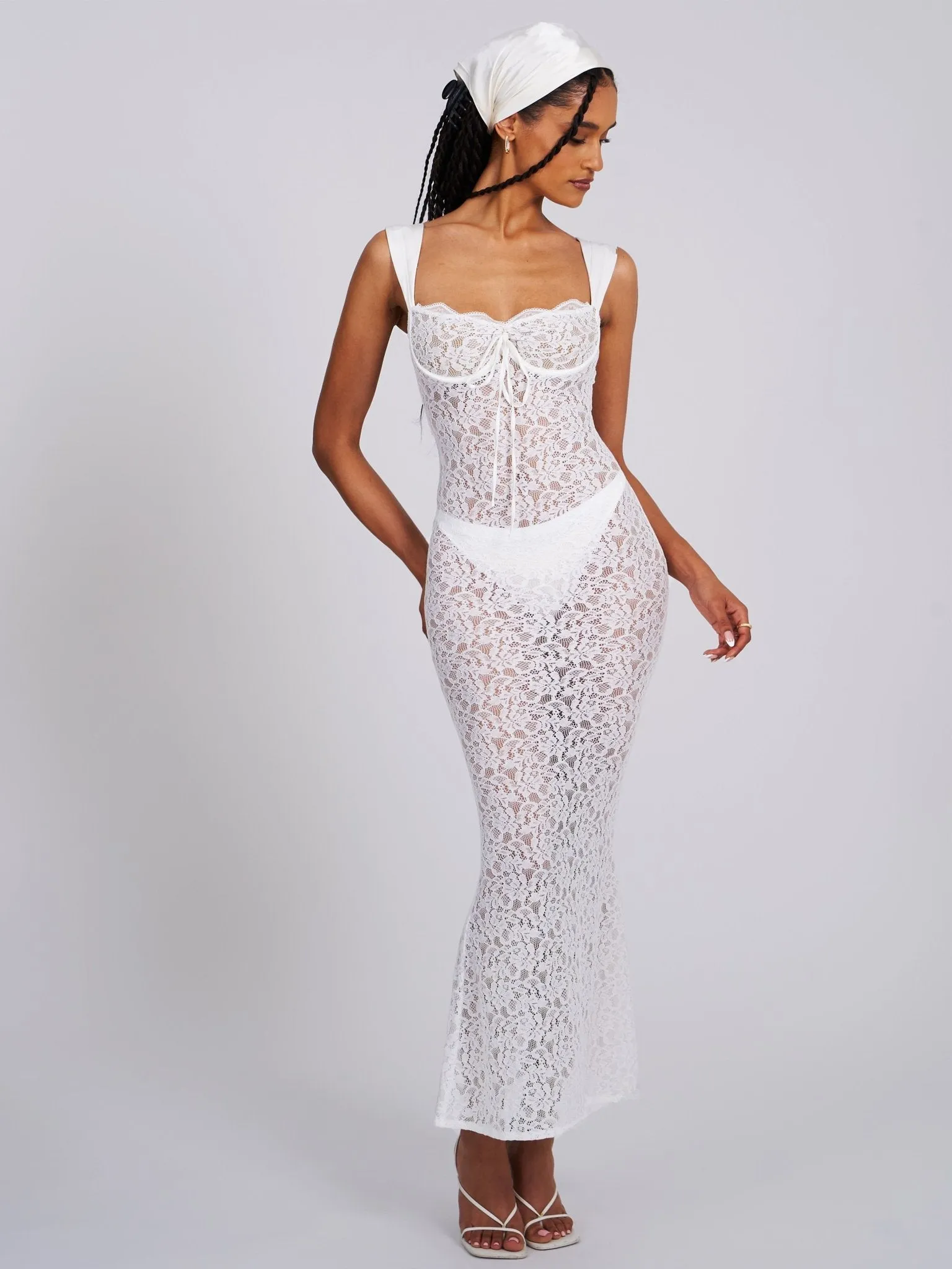 Nia White Lace Maxi Dress