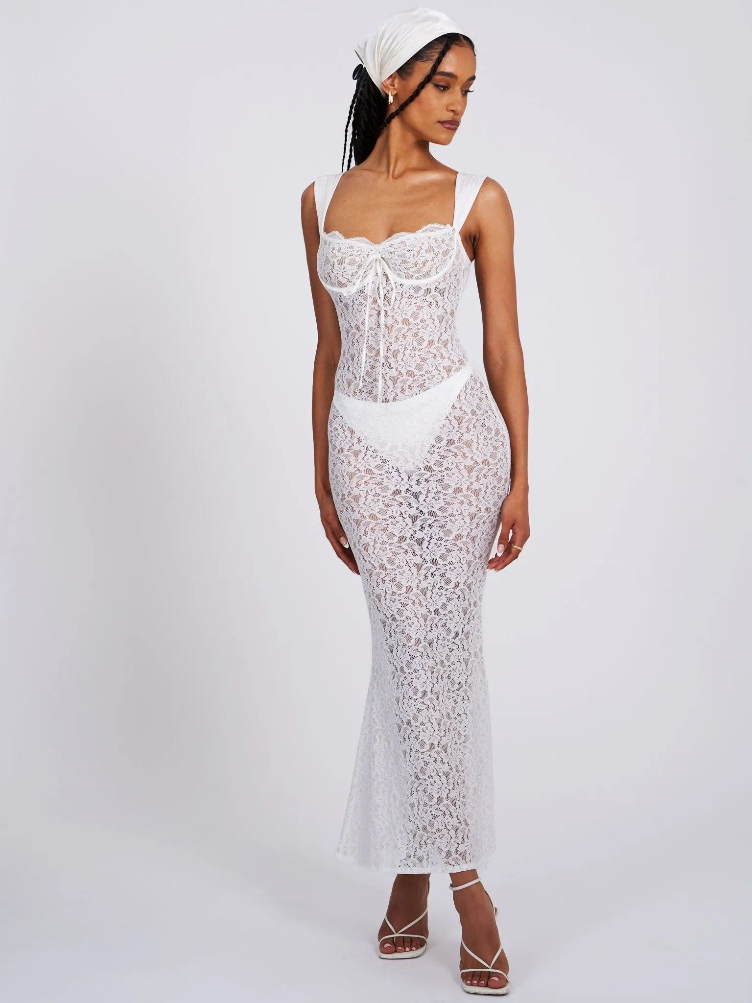Nia White Lace Maxi Dress