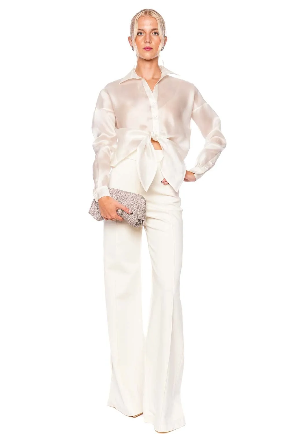 No Olvidas Tie Front Silk Organza Blouse