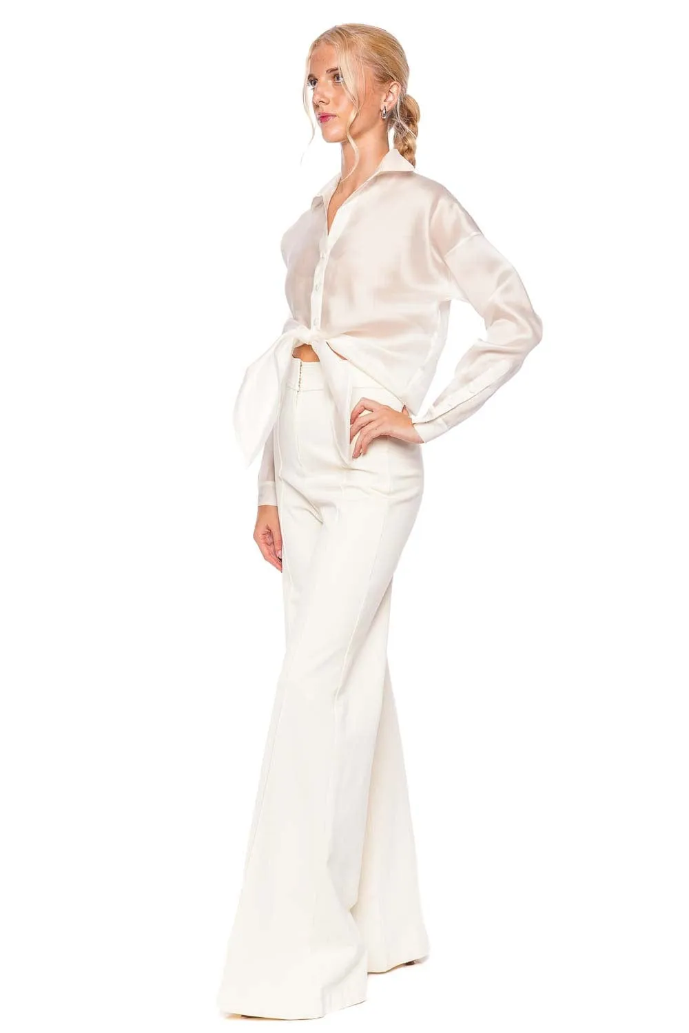 No Olvidas Tie Front Silk Organza Blouse