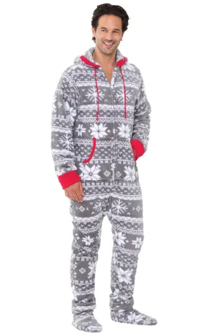 Nordic Fleece Hoodie-Footie Onesie Men's Pajamas  - Pet & Owner