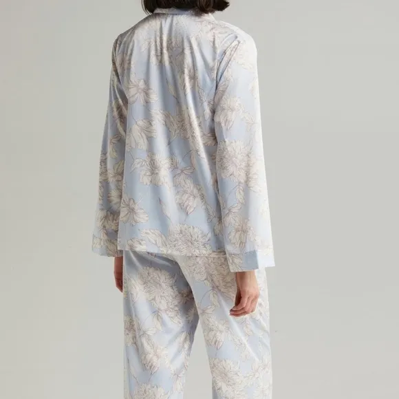 Nordstrom Dobby Satin Pajamas BLUE FEATHER HENRIETTE FLORAL