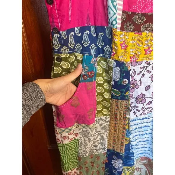 NWT Ashley Taylor Patchwork Cotton Large Overalls