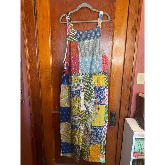 NWT Ashley Taylor Patchwork Cotton Large Overalls