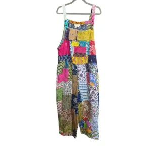 NWT Ashley Taylor Patchwork Cotton Large Overalls