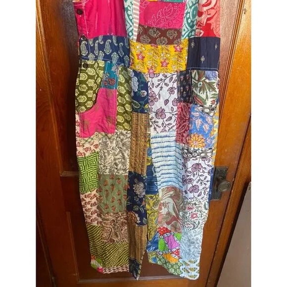 NWT Ashley Taylor Patchwork Cotton Large Overalls