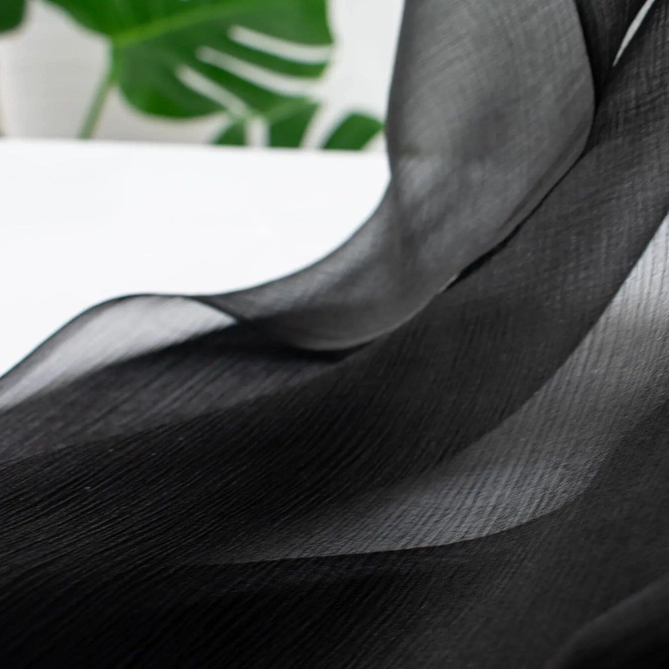 NYC Designer Rich Black 100% Silk Crinkle Chiffon -  'Grace'