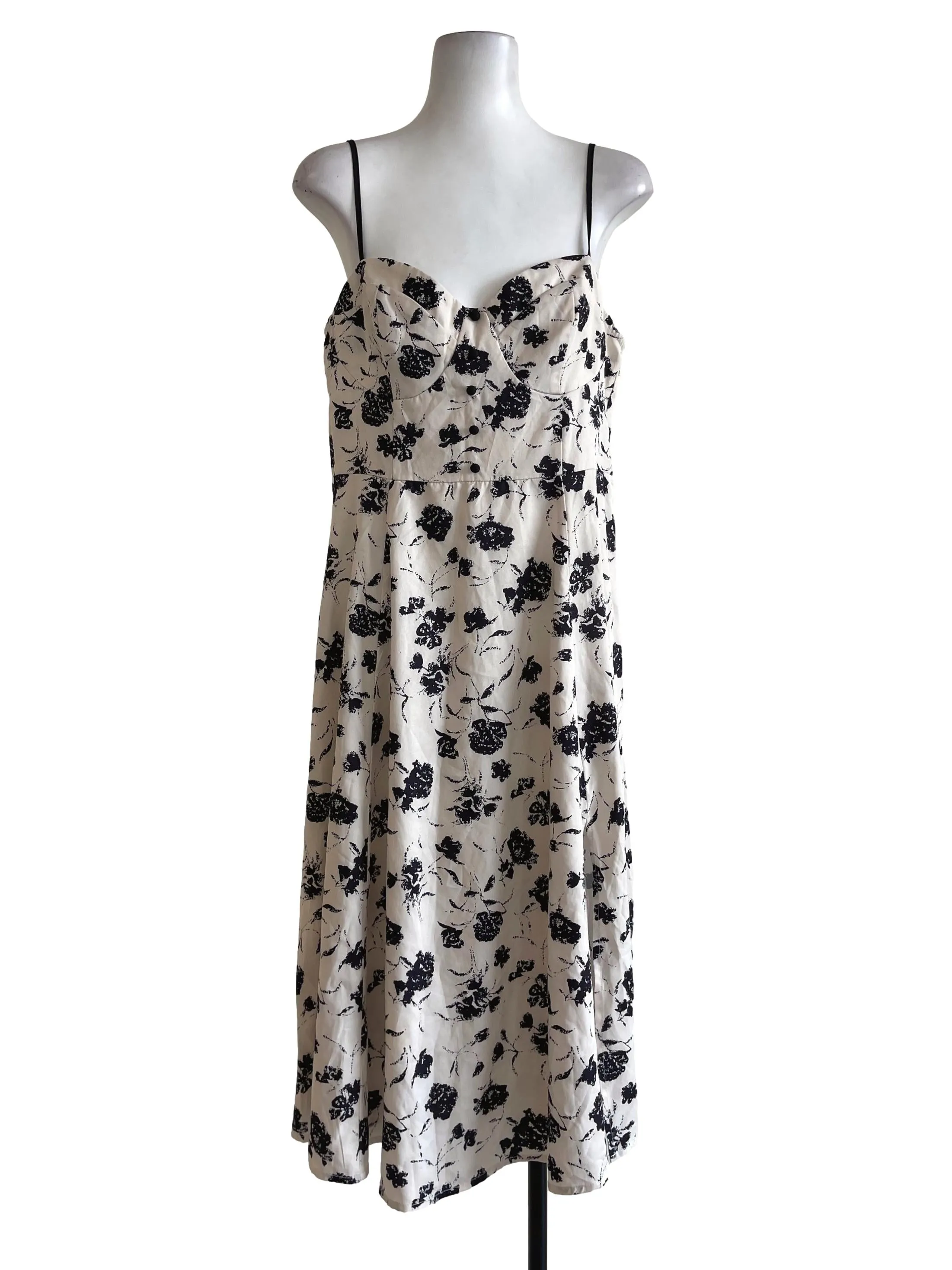 Off White Printed Floral Dress