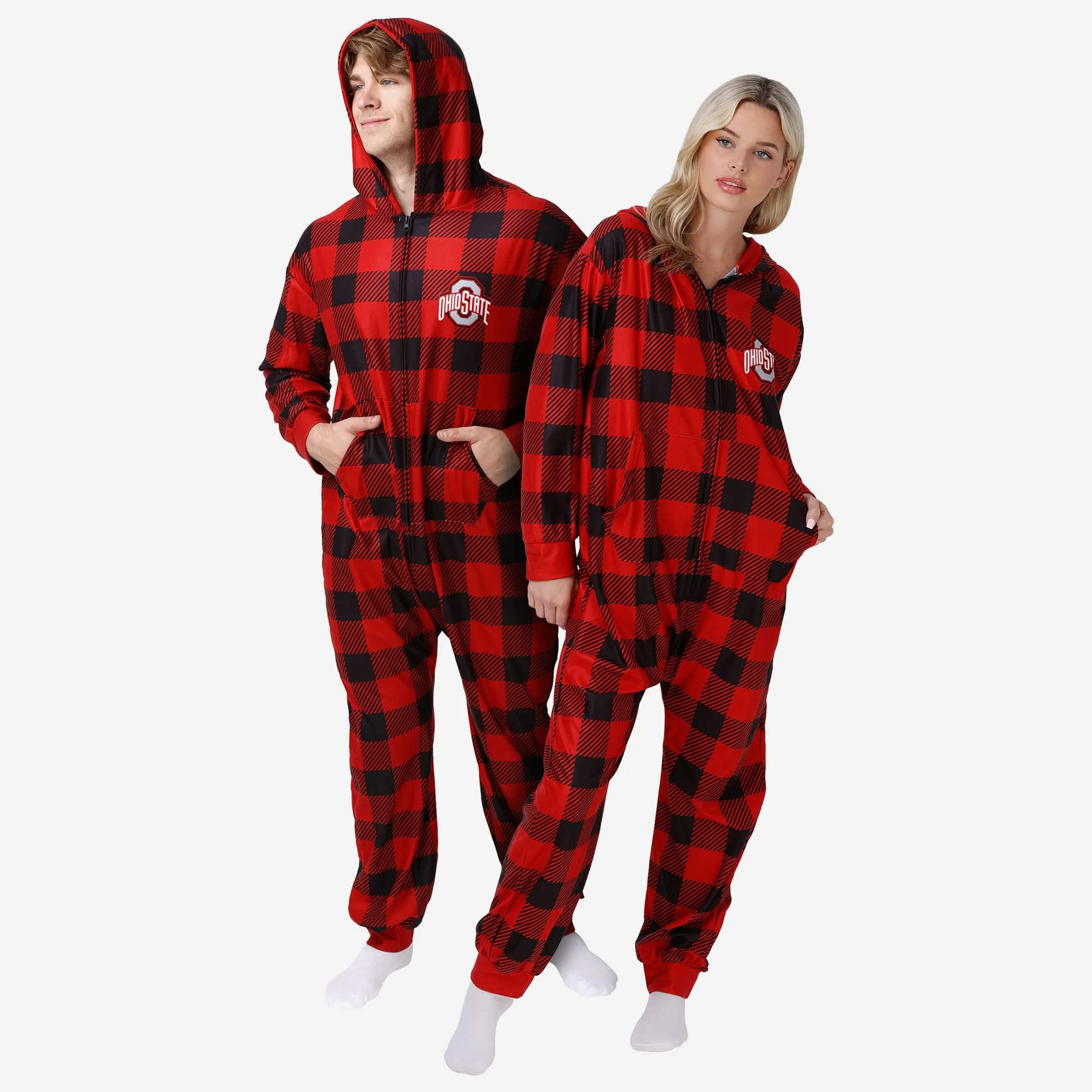 Ohio State Buckeyes Plaid One Piece Pajamas