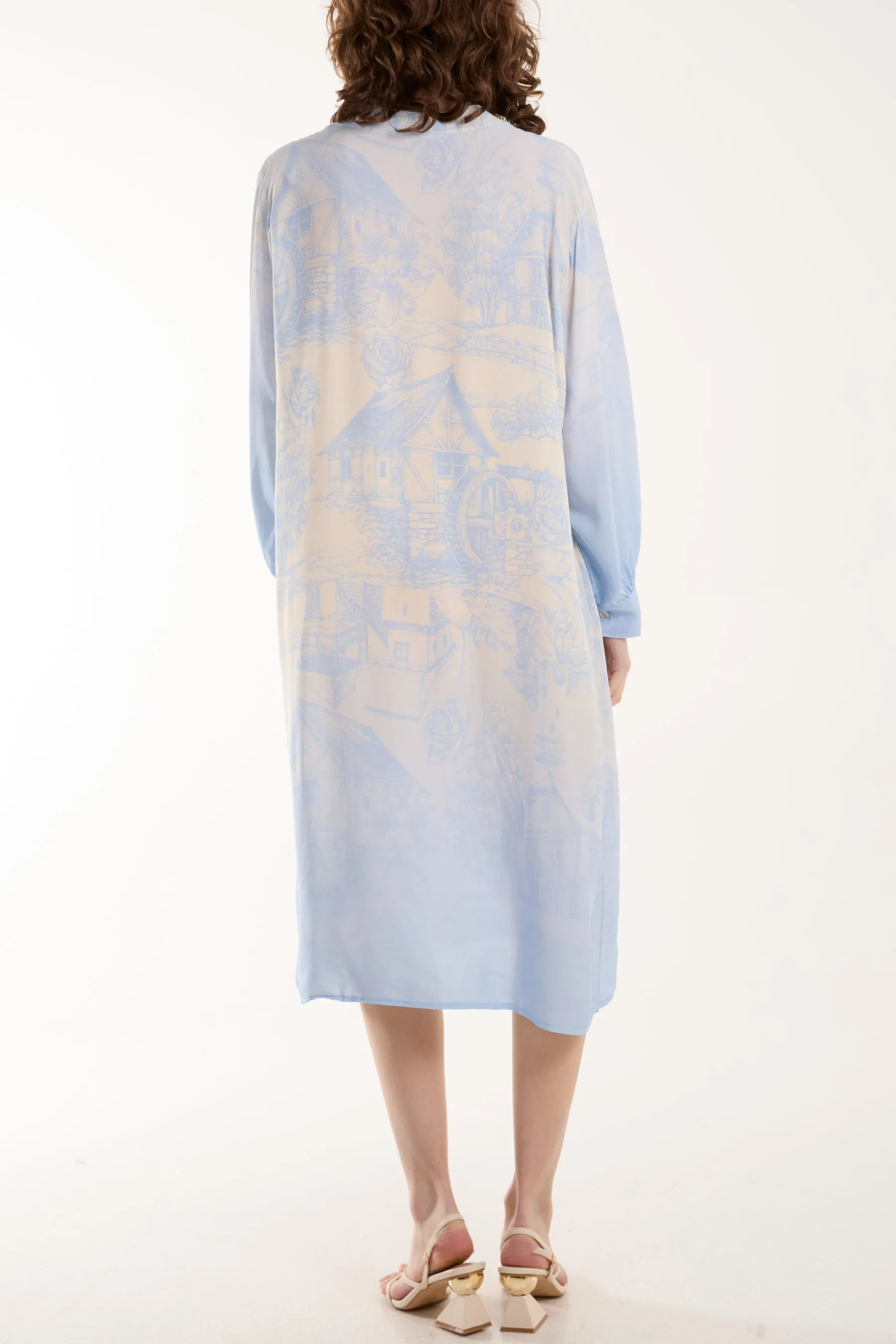Ombre Landscape Print Midi Dress