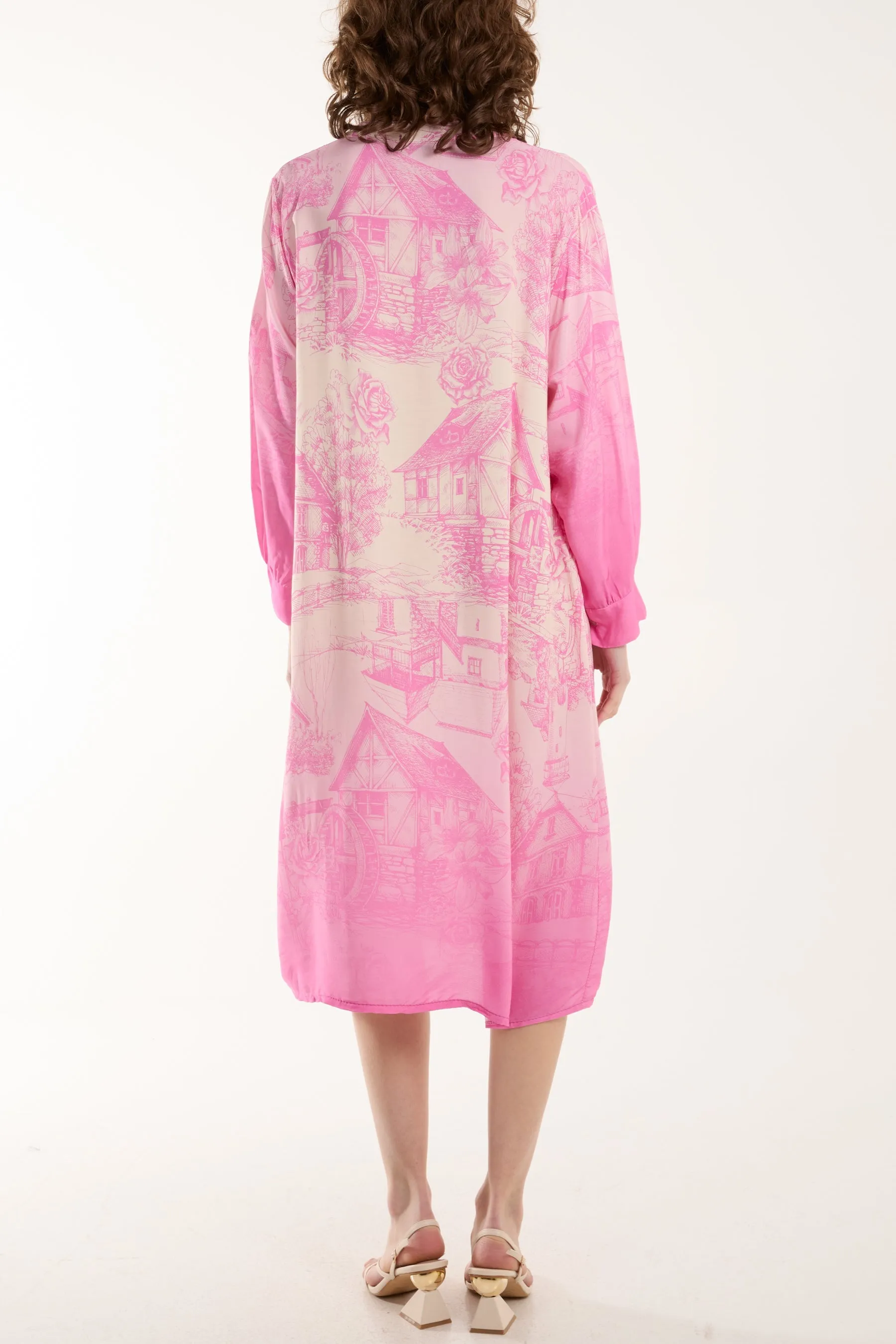 Ombre Landscape Print Midi Dress