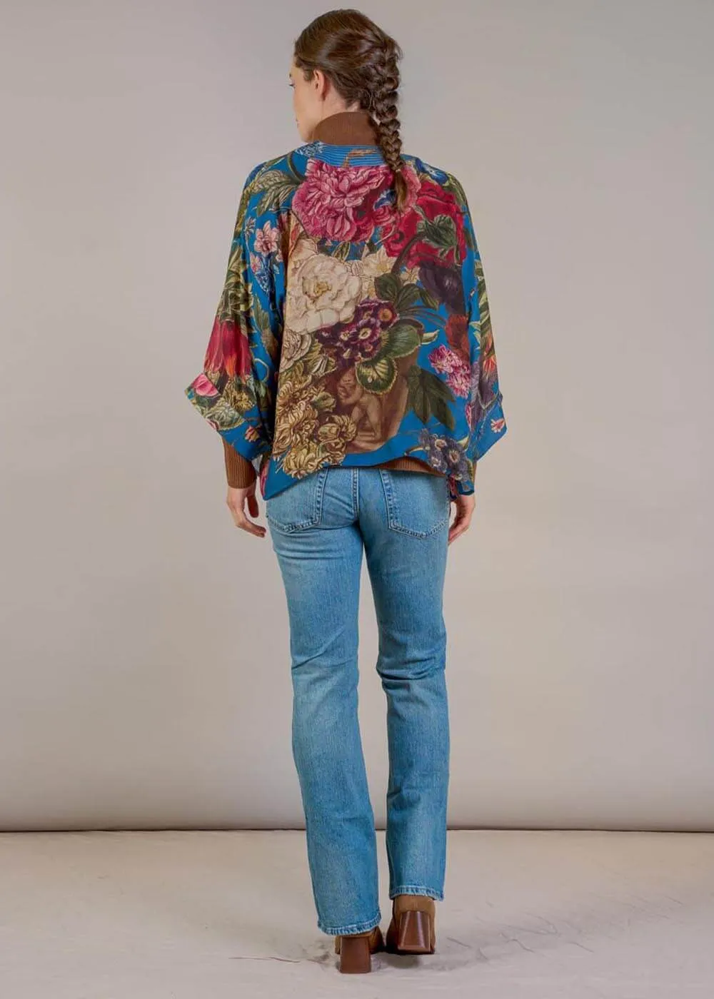 One Hundred Stars Primula Short Kimono Teal