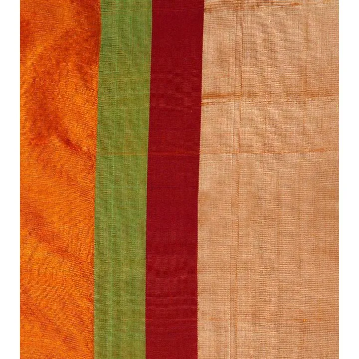 Orange Silk Chanderi Saree with Zari Work