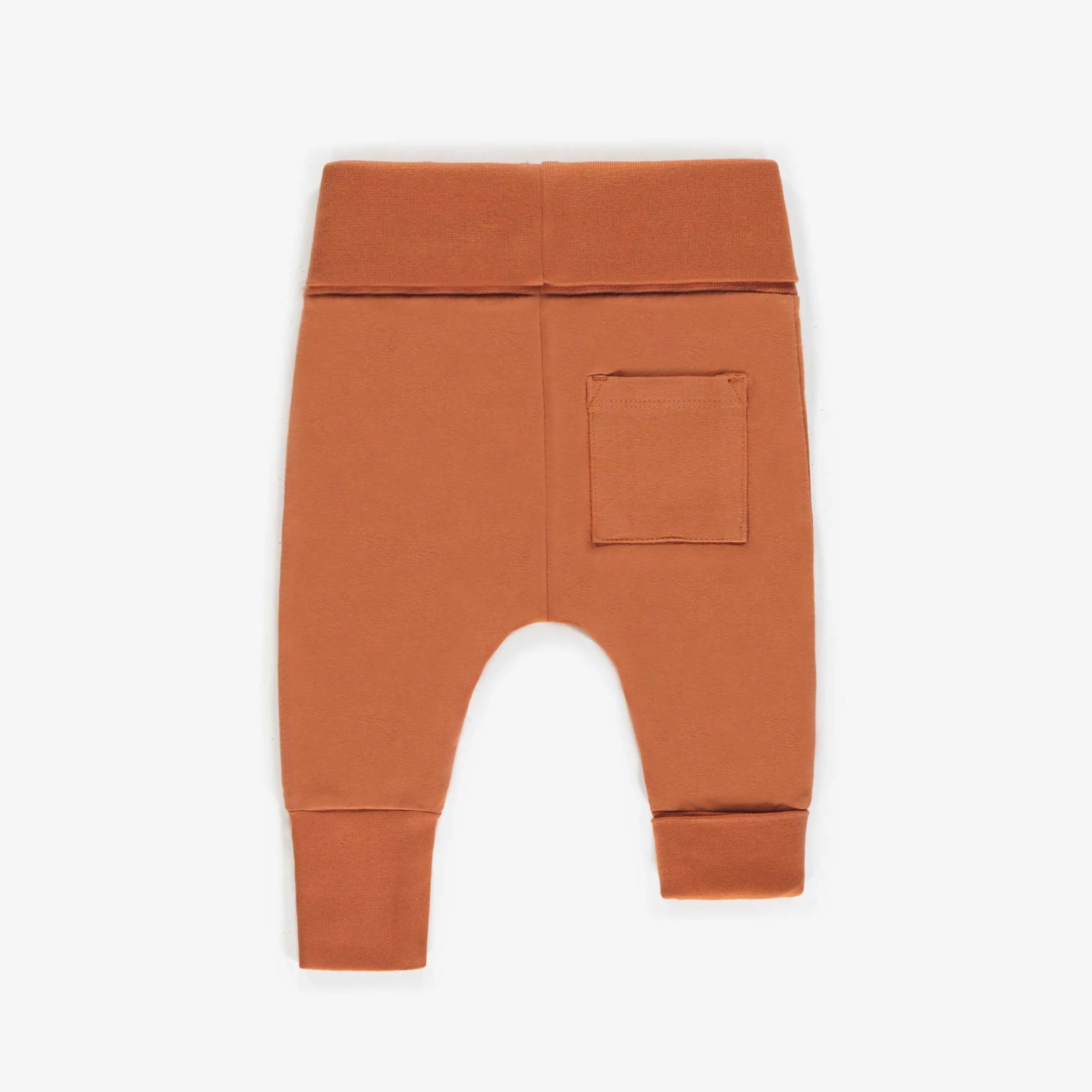 Pantalon évolutif caramel en coton biologique, naissance  || Caramel evolutive pants in organic cotton, newborn