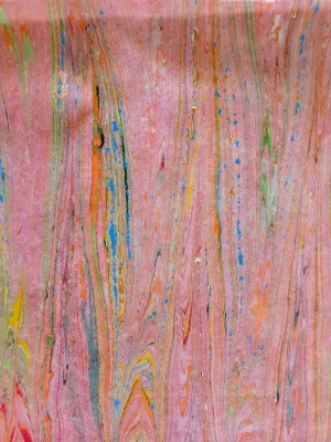 Pink and orange marbled Habotai Silk 14x72"