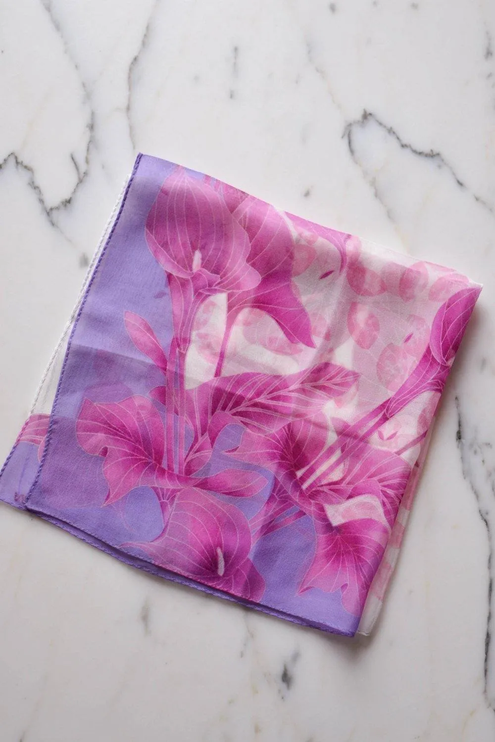 Pink and Purple Calla Lily Scarf by Halston