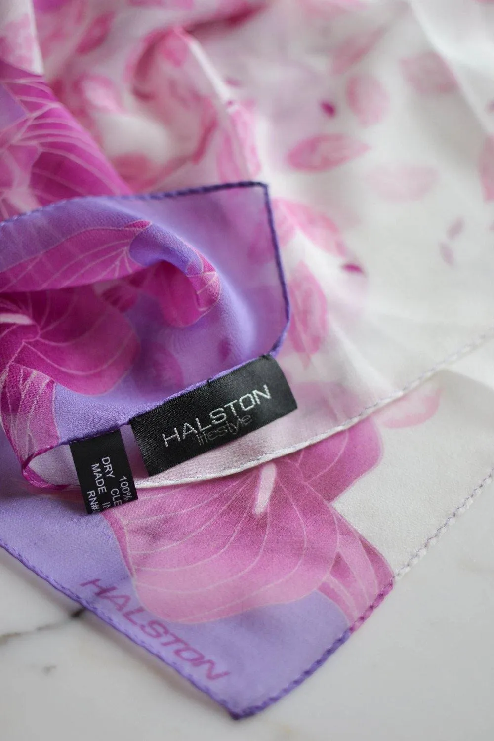Pink and Purple Calla Lily Scarf by Halston
