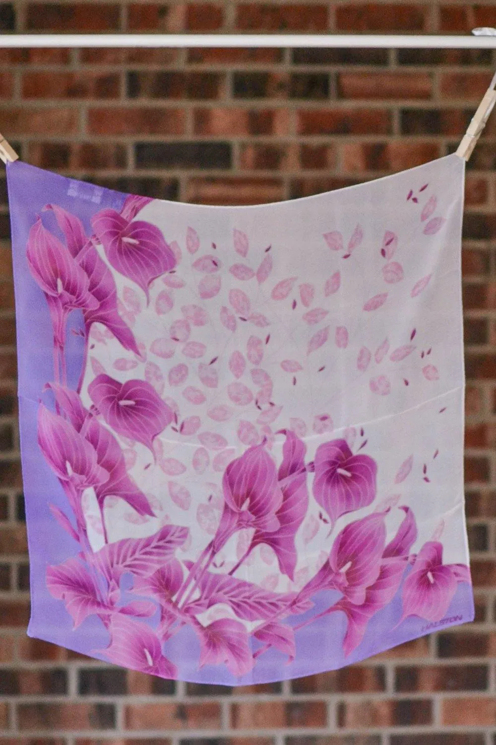 Pink and Purple Calla Lily Scarf by Halston