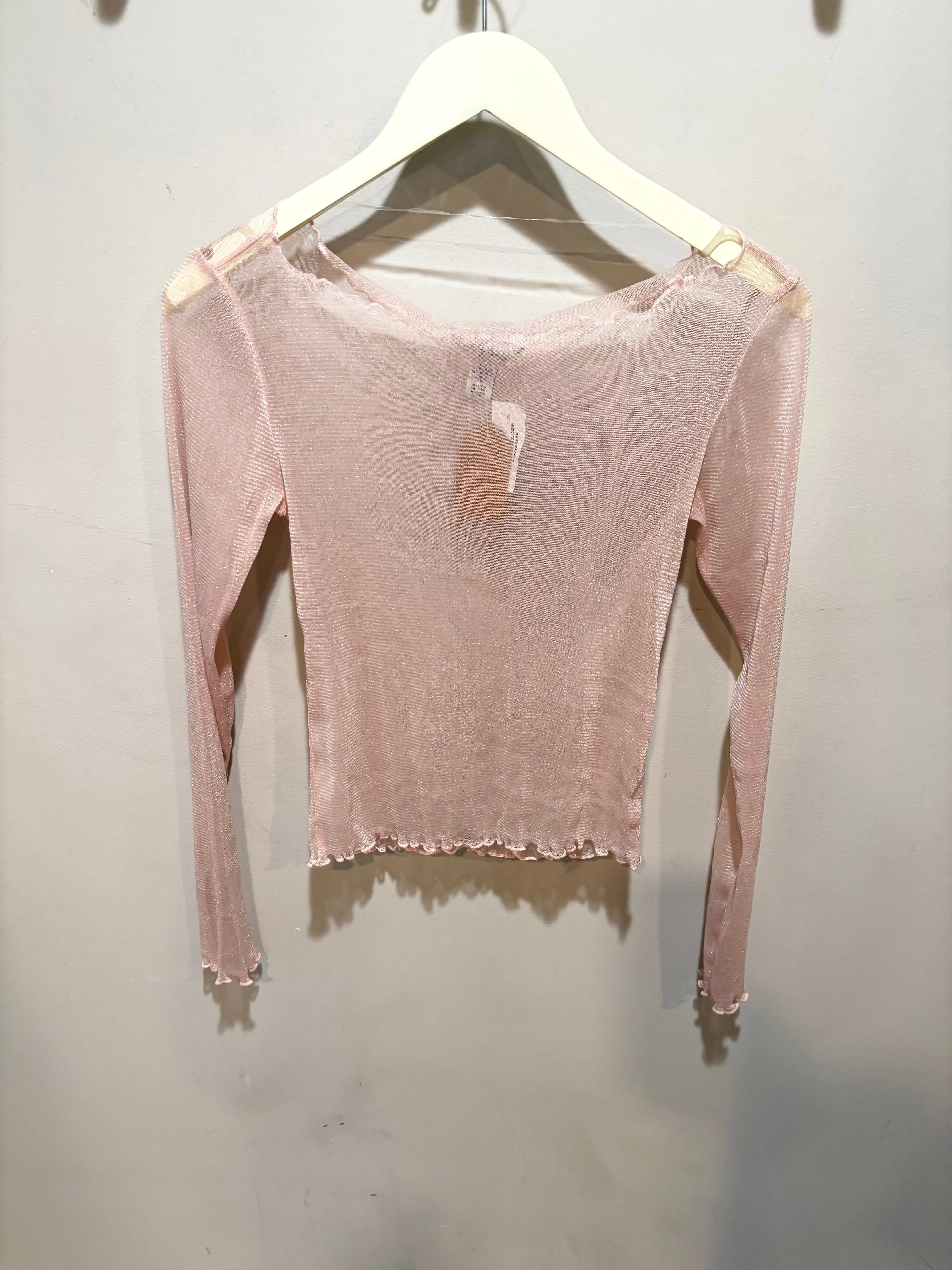 Pink Sheer Sparkly Mesh Top