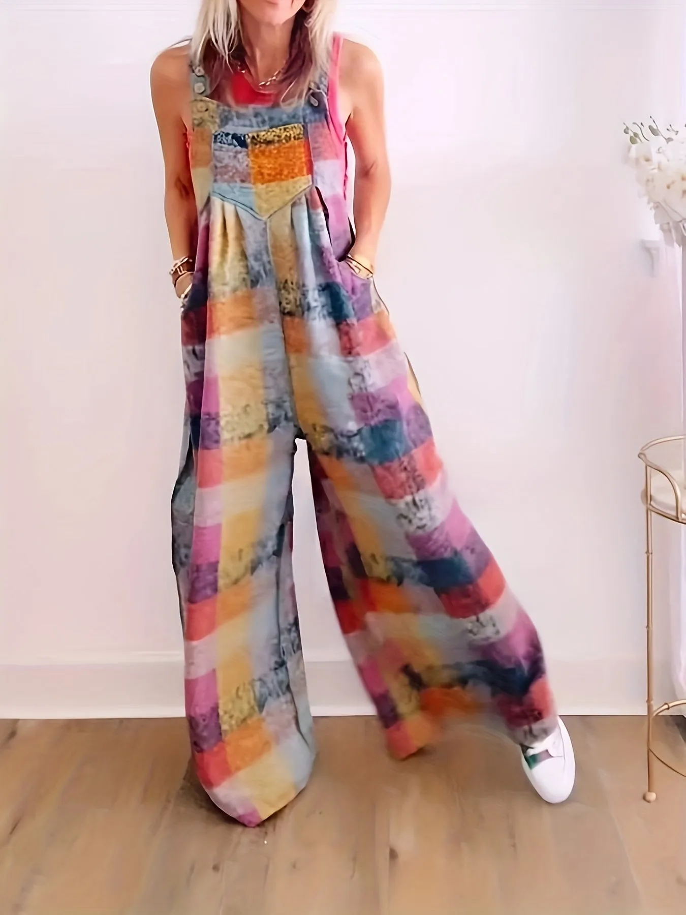 Plaid Print AutumnWinter Long Jumpsuit Overalls