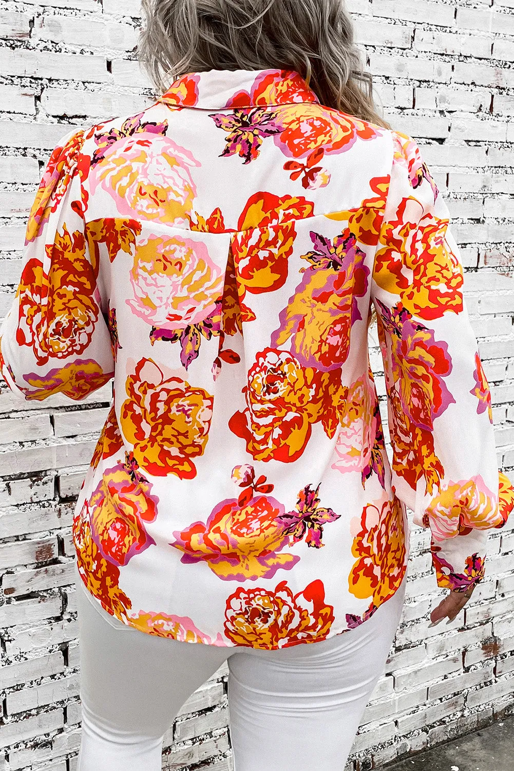 Plus Size Printed Long Sleeve Shirt ( 2 Print Colors)