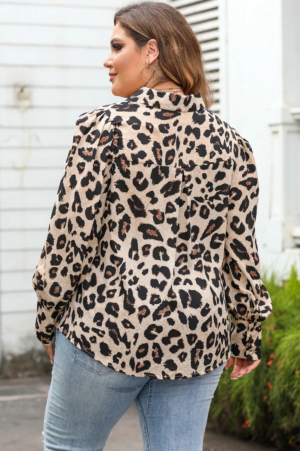 Plus Size Printed Long Sleeve Shirt ( 2 Print Colors)