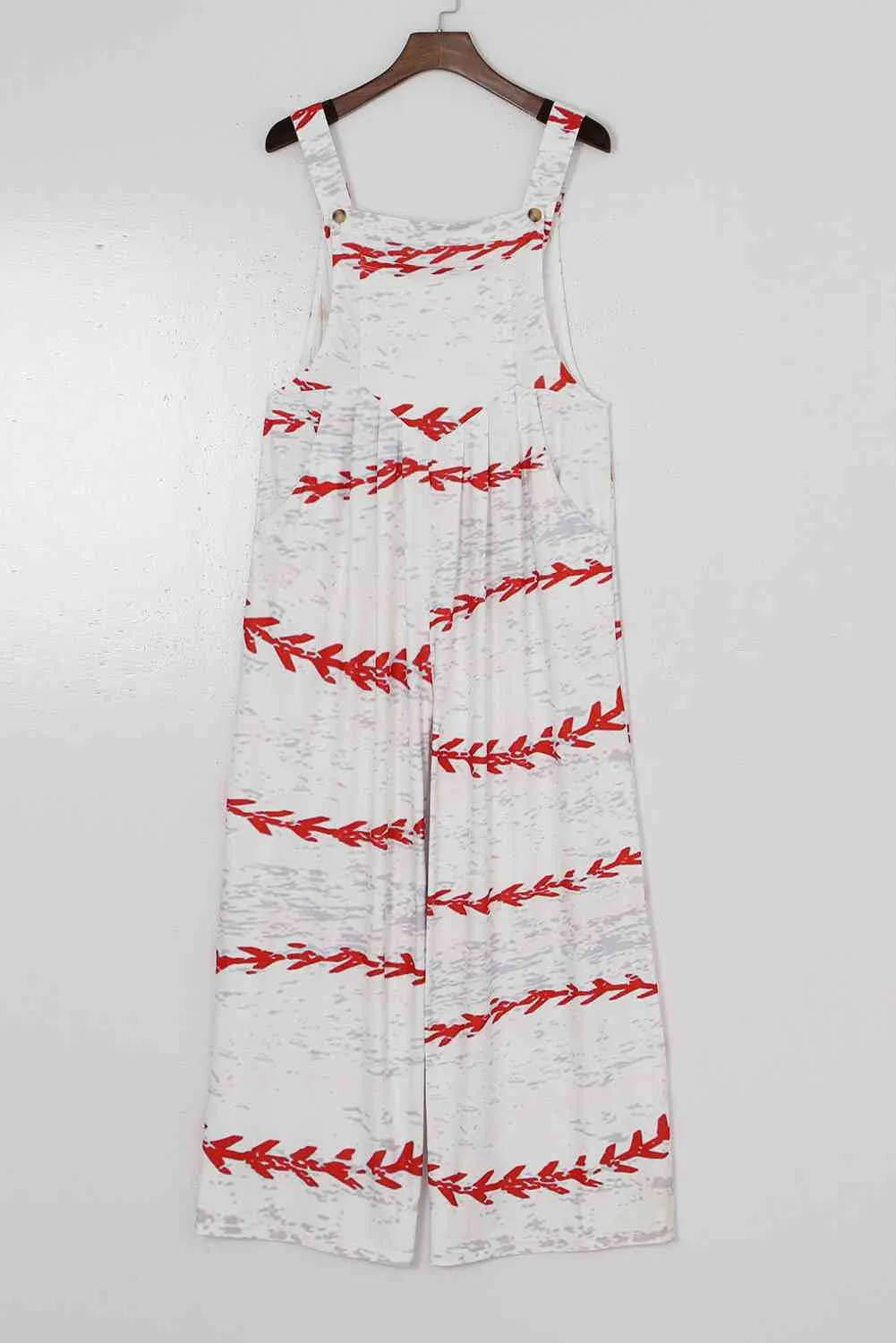 Pocketed Printed Wide Strap Overall