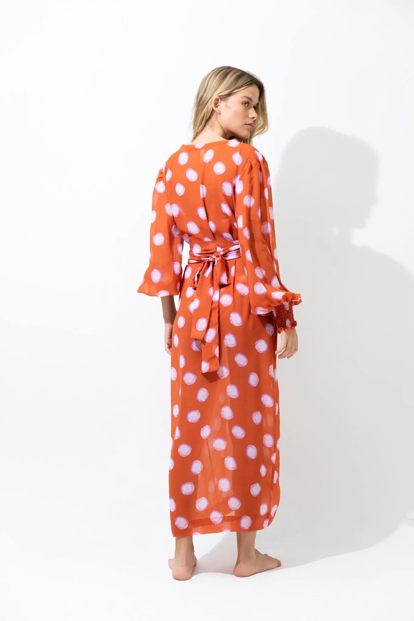 Polka Dot Chiffon Kimono - One Size