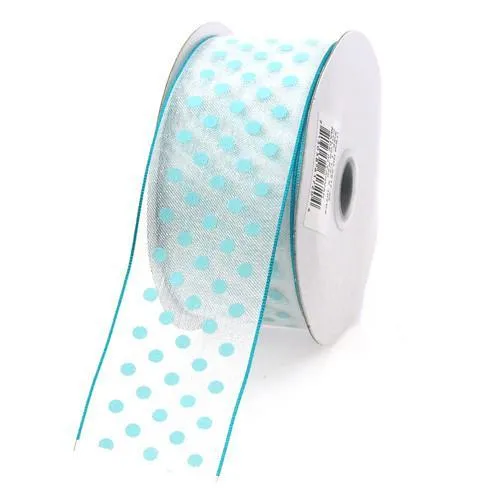 Polka Dot Organza Ribbon Wired Edge, 1-1/2-inch, 10-yard
