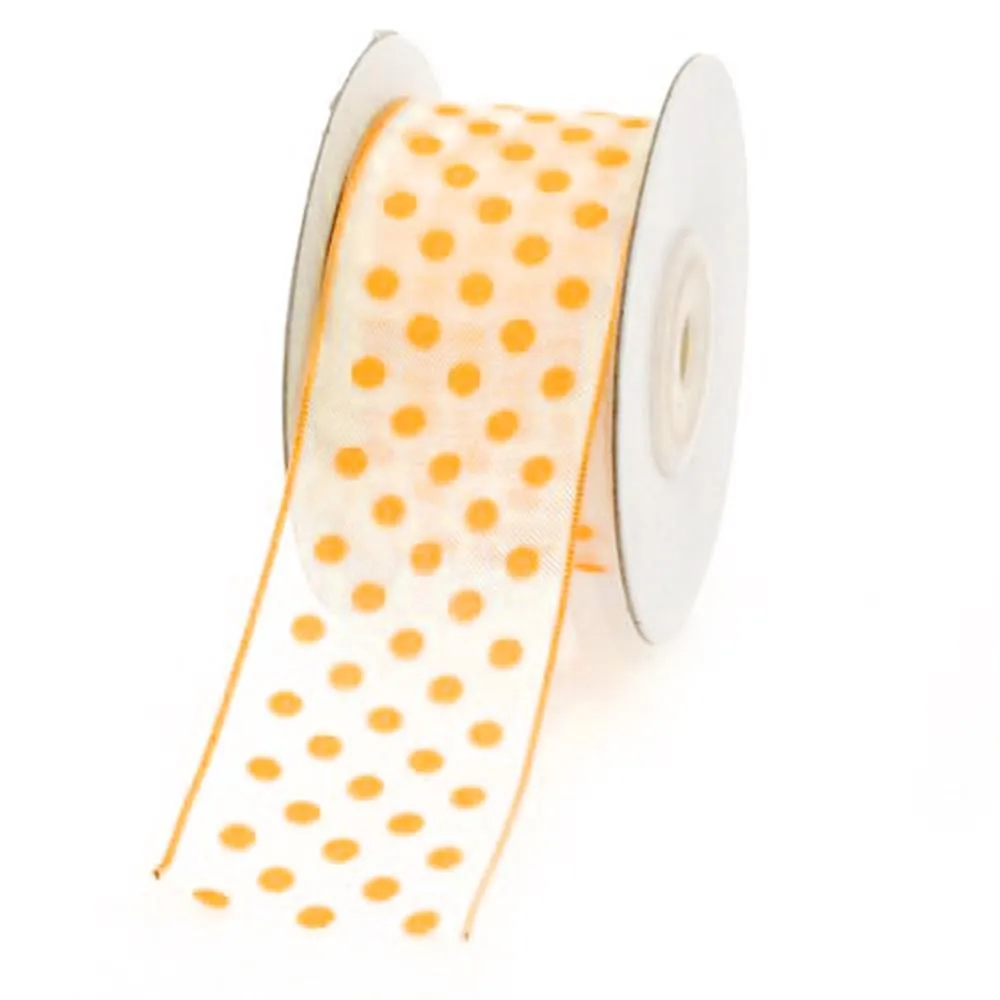 Polka Dot Organza Ribbon Wired Edge, 1-1/2-inch, 10-yard