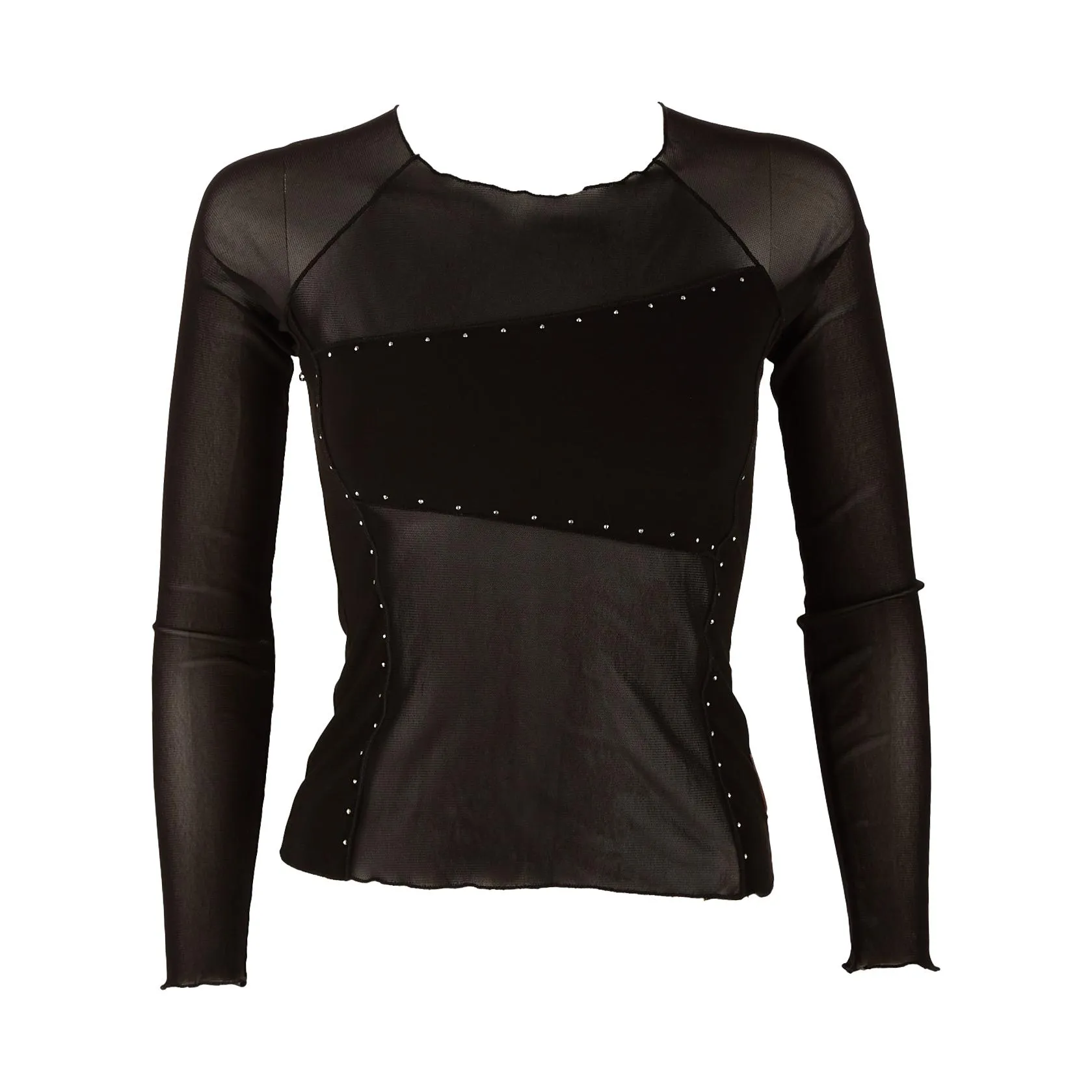 Prada Black Studded Sheer Top