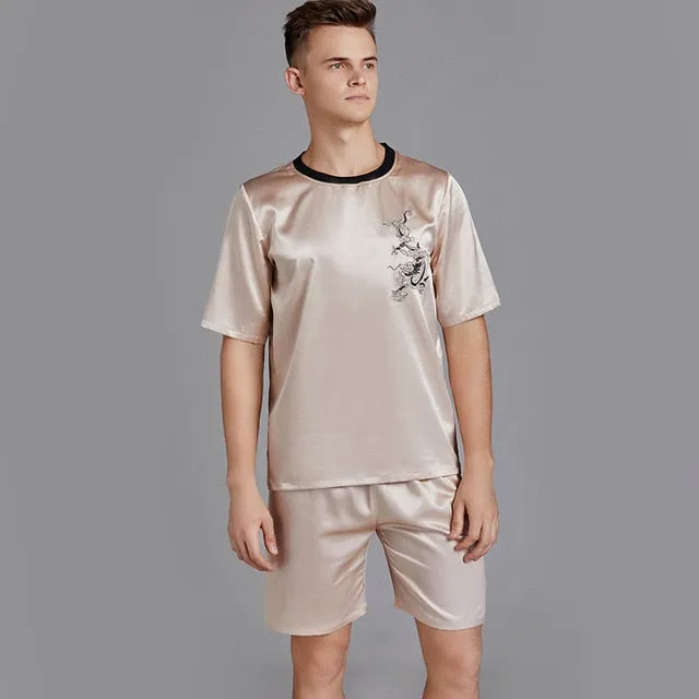 Print Satin Men Pajama Suit