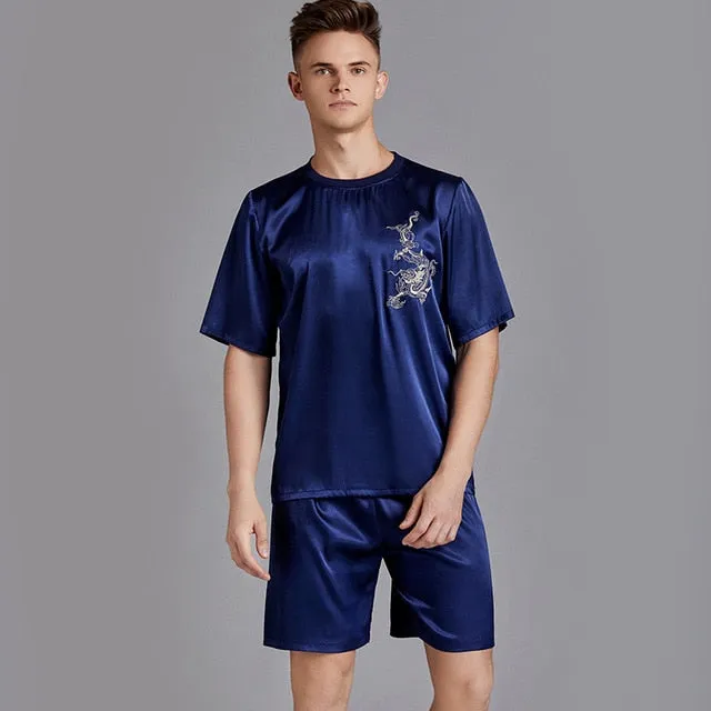 Print Satin Men Pajama Suit