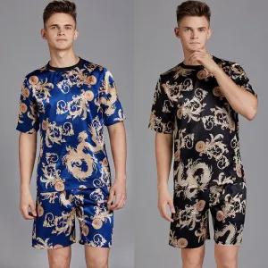 Print Satin Men Pajama Suit