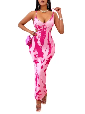 Printed Backless Maxi Dress