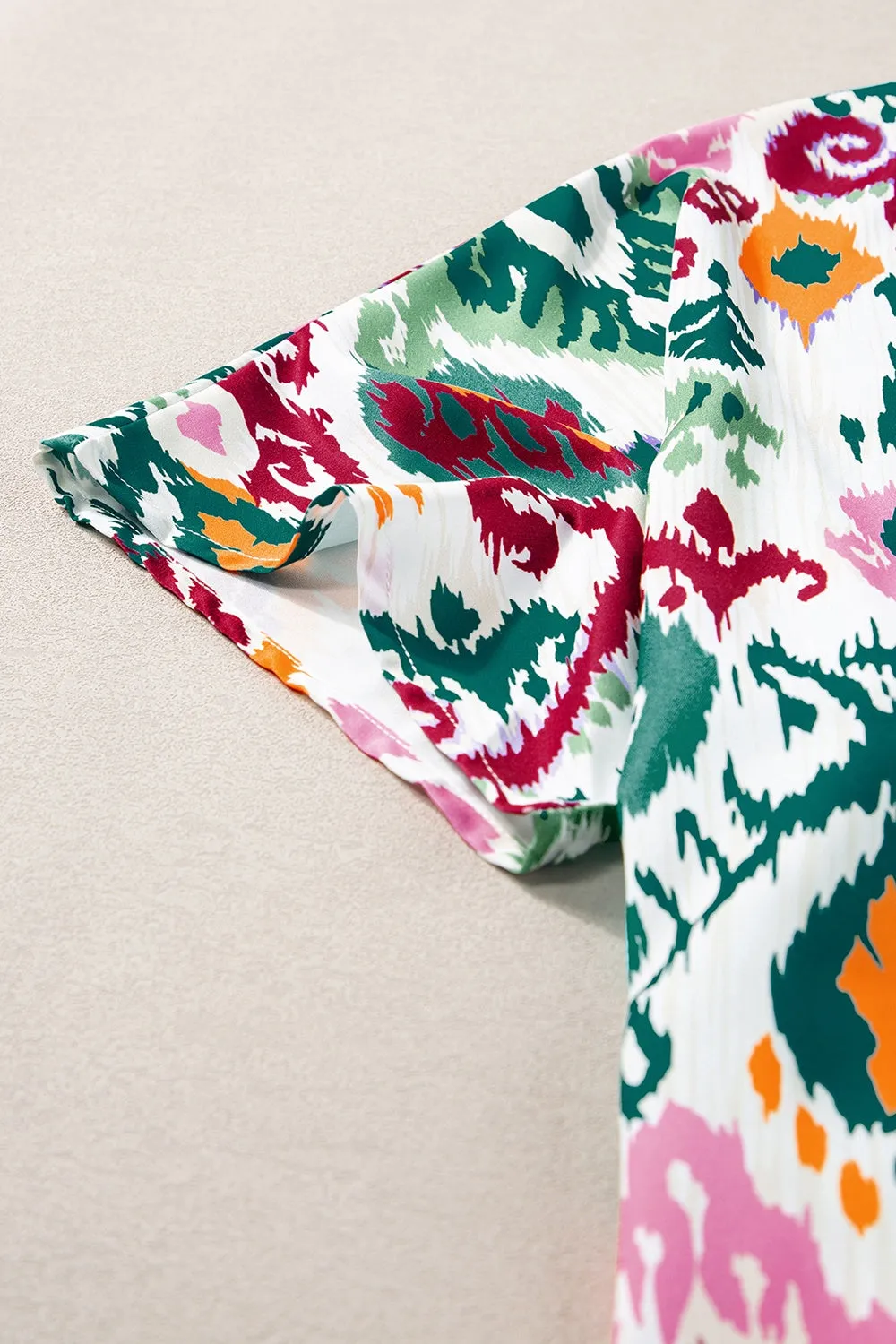 Printed Mock Neck Half Sleeve Blouse