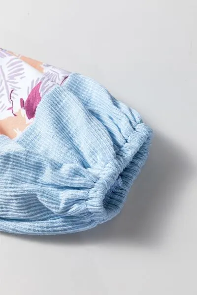 Printed Round Neck Balloon Sleeve Sweatshirt
