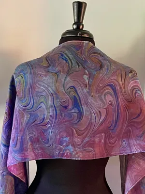 Purple blue dyed and marbled ...  One of a kind original.