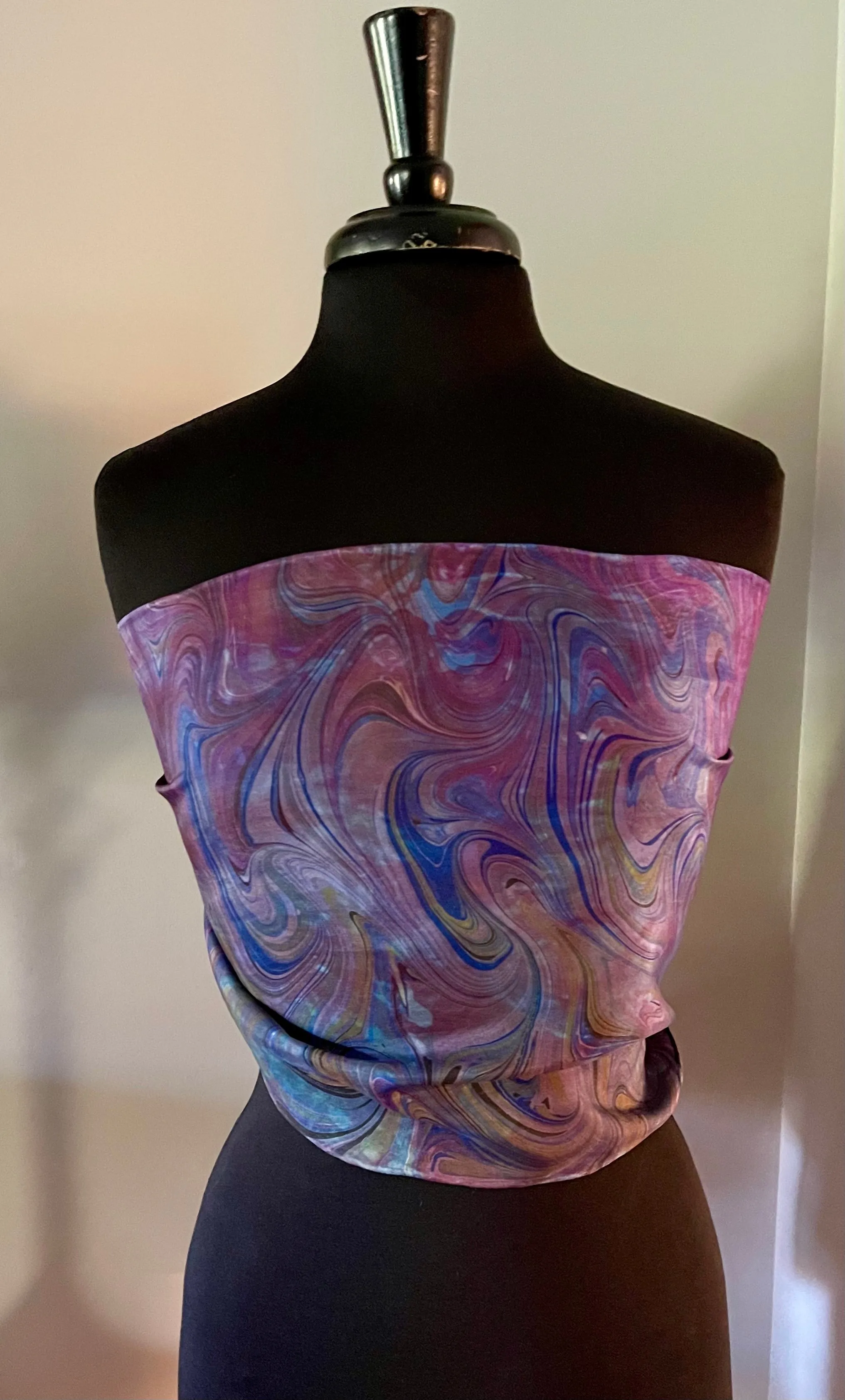 Purple blue dyed and marbled ...  One of a kind original.