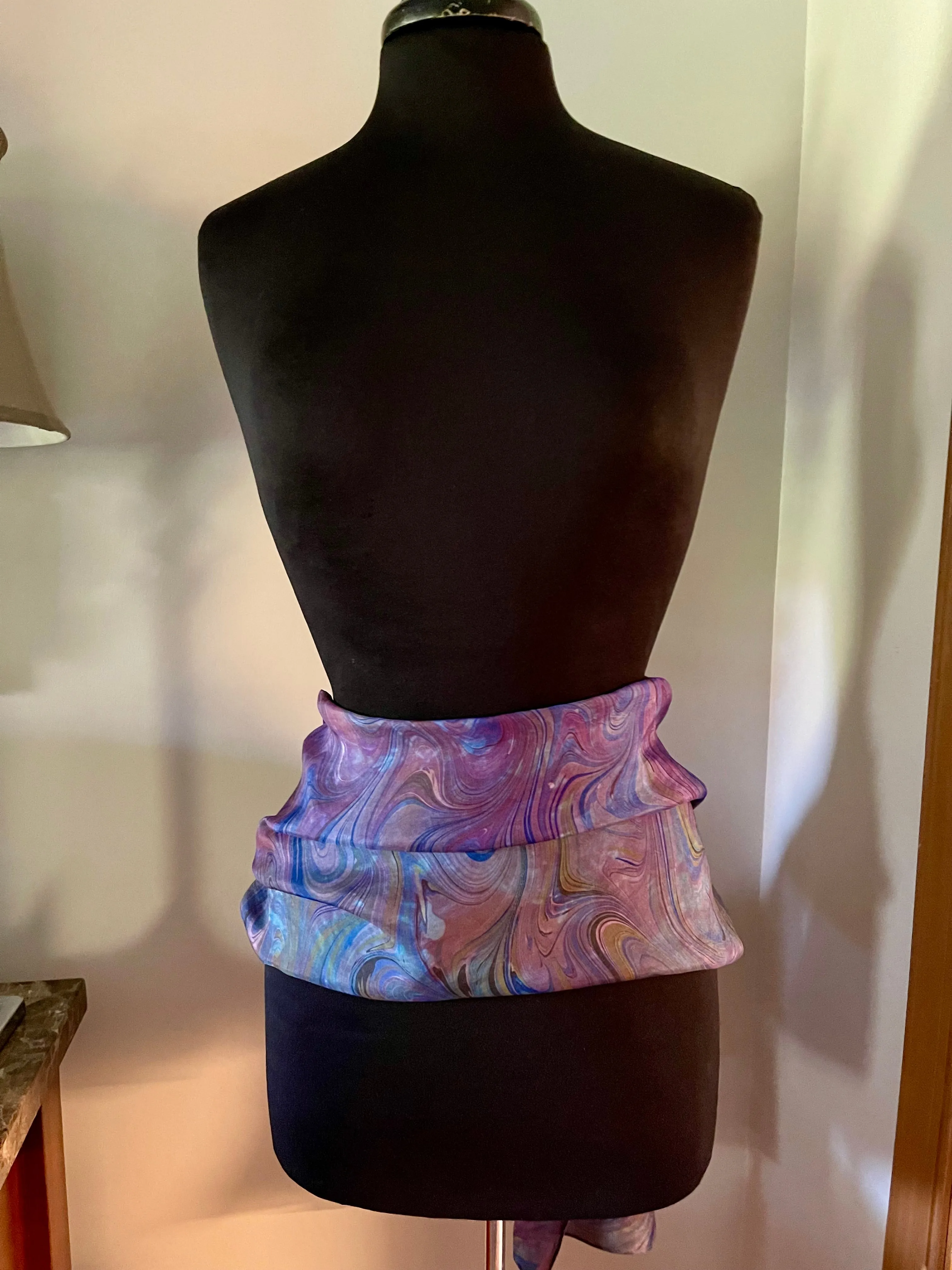 Purple blue dyed and marbled ...  One of a kind original.