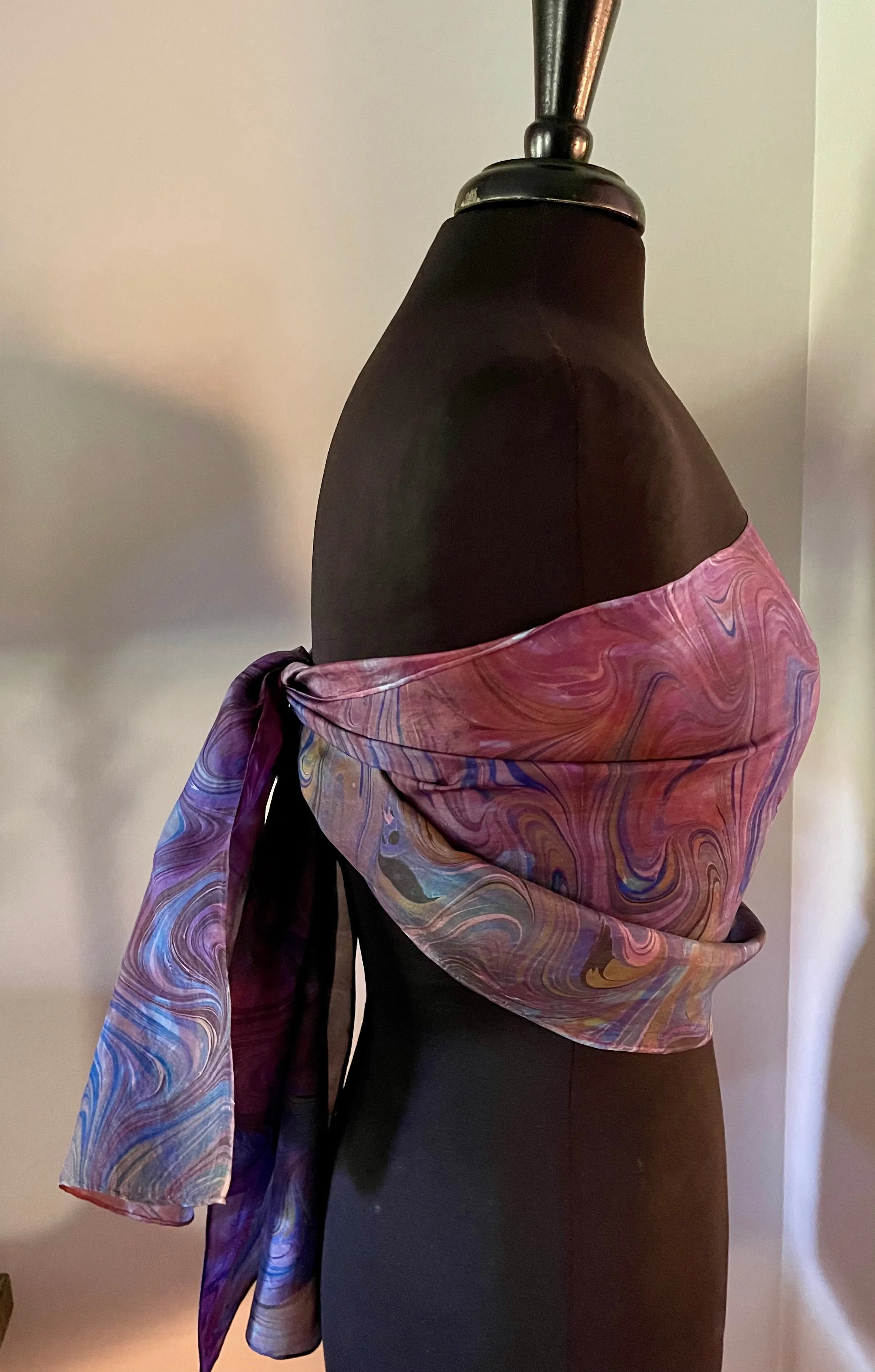 Purple blue dyed and marbled ...  One of a kind original.