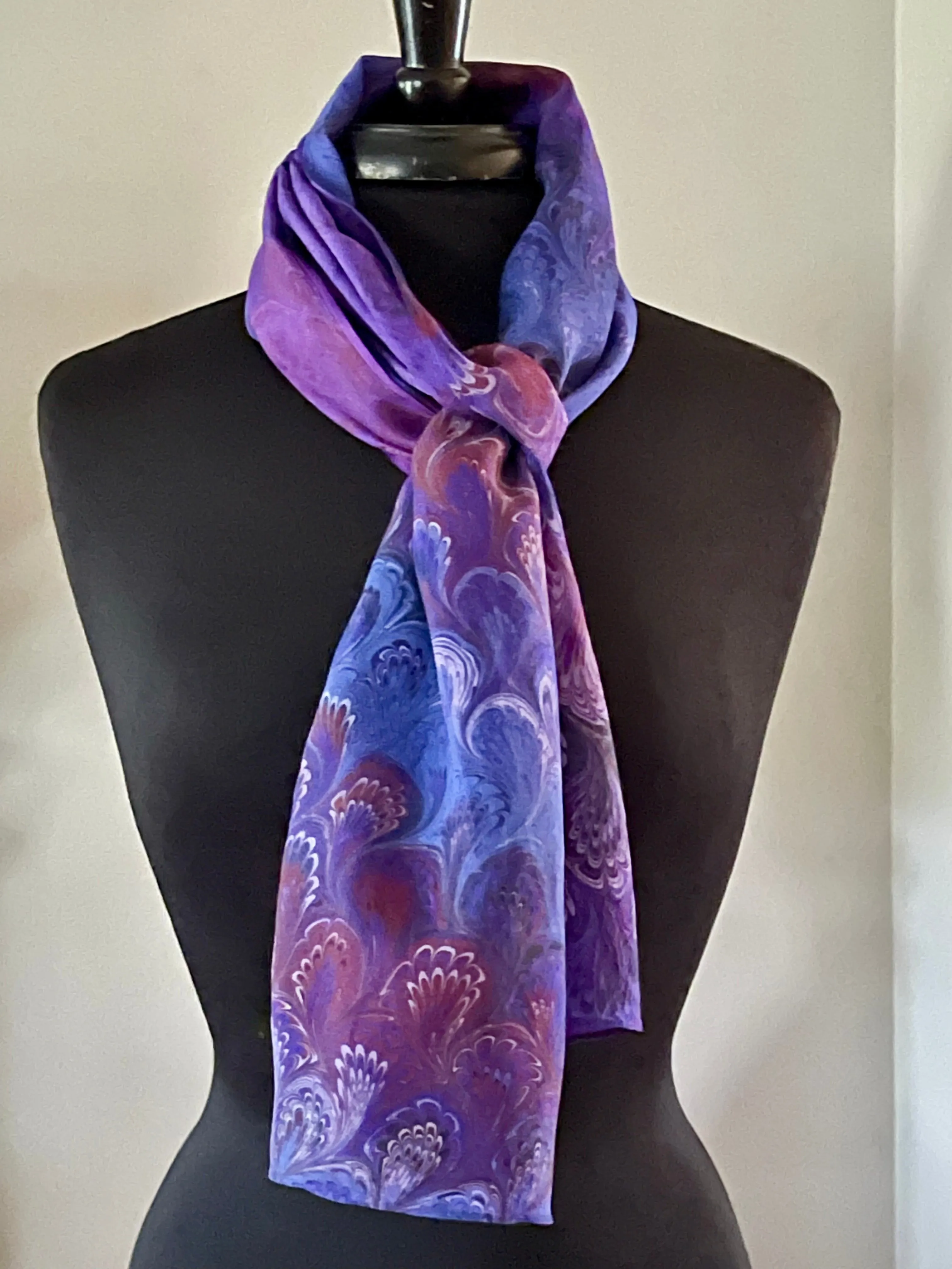 Purple Bouquet Silk, Scarf, table runner or wall hanging.scarf ... original.