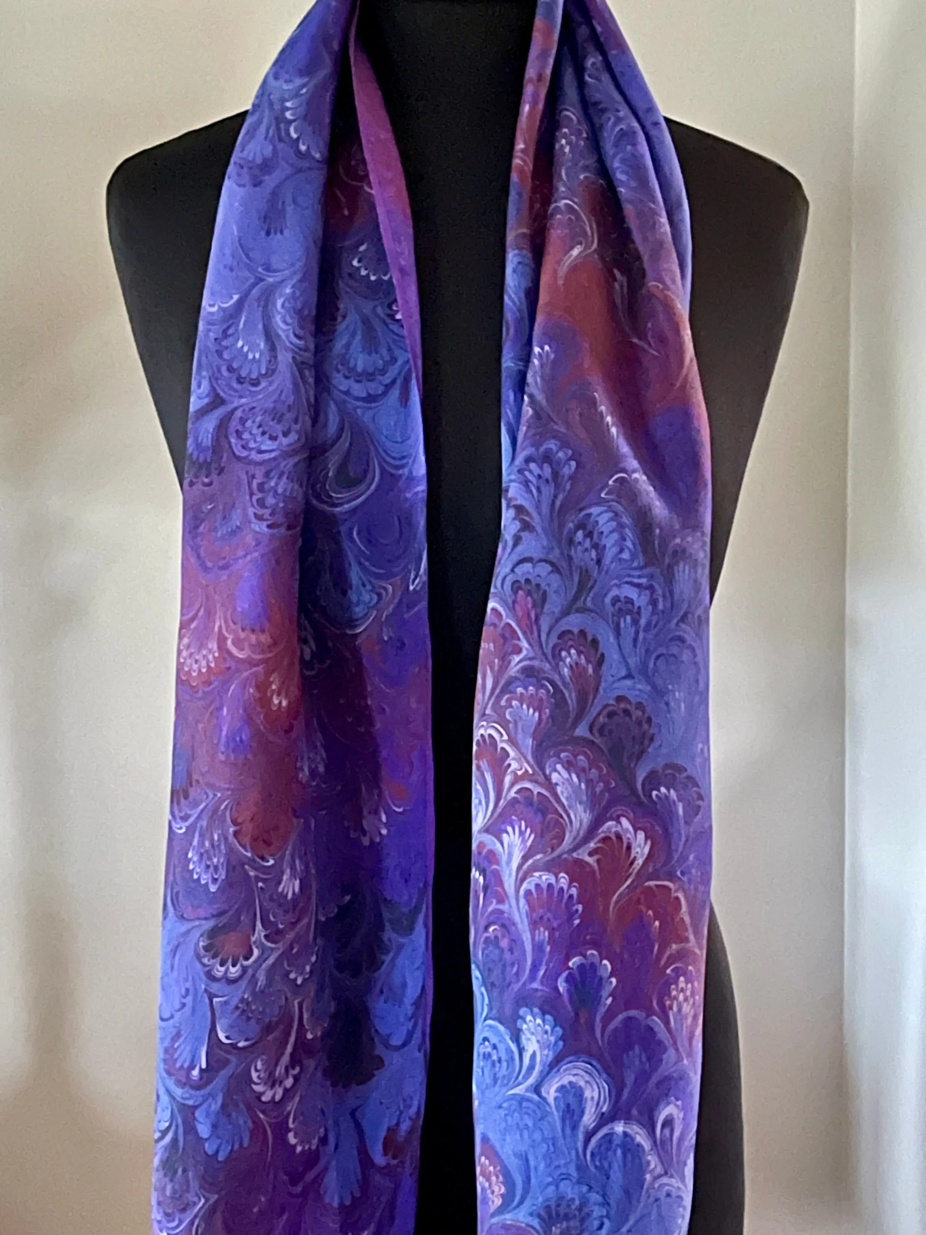 Purple Bouquet Silk, Scarf, table runner or wall hanging.scarf ... original.