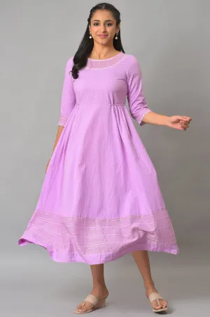 Purple Flared Printed Modern Ethnic Plus Size Dress