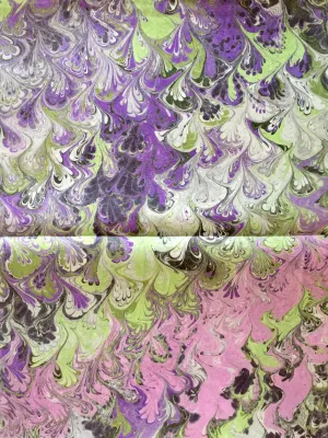 Purple, green, pink and black Bouquet Habotai Silk 14x72"