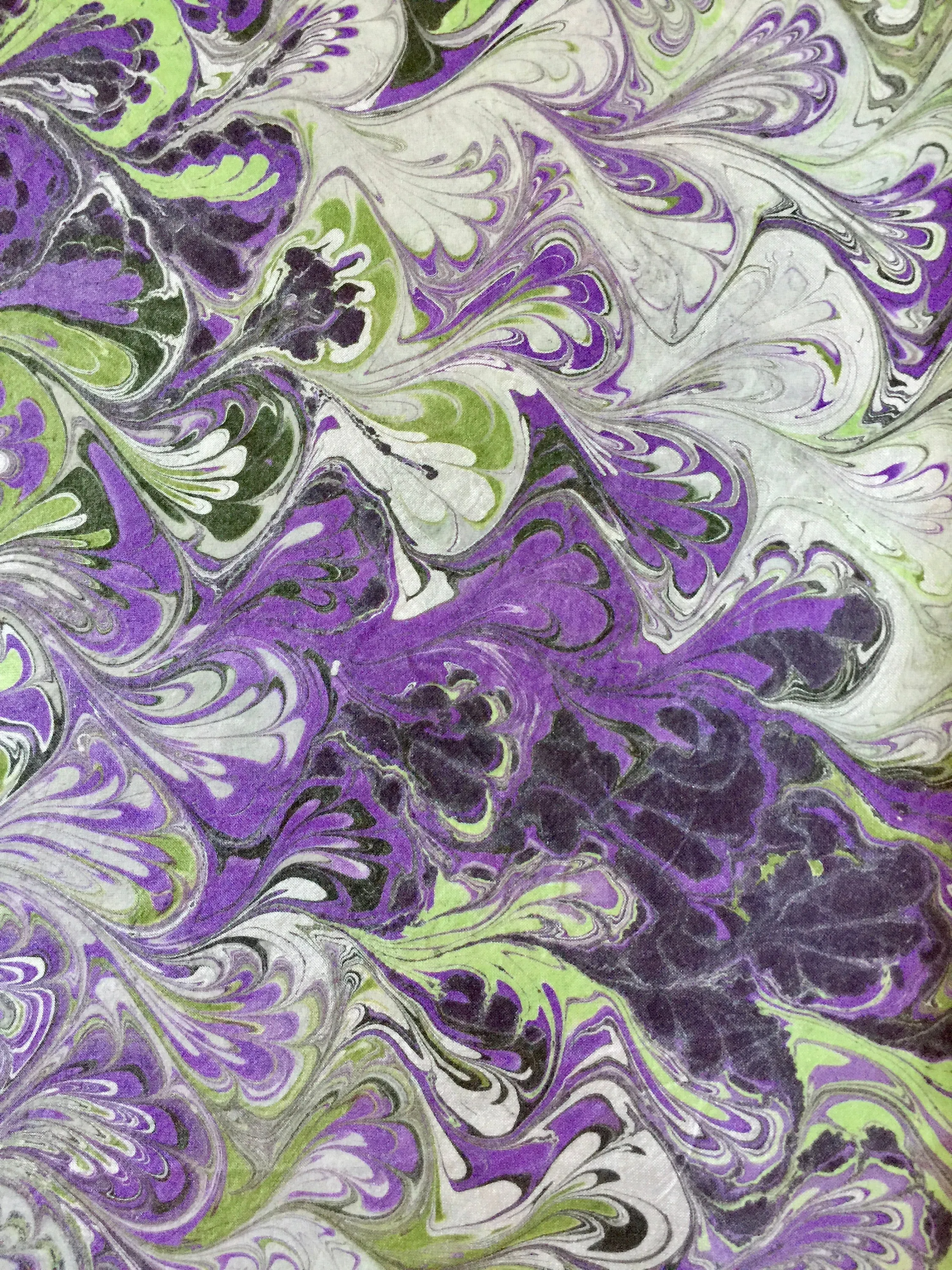 Purple, green, pink and black Bouquet Habotai Silk 14x72"