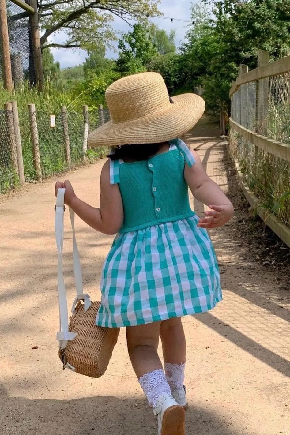 "Elowen" Half Knit Gingham Dress