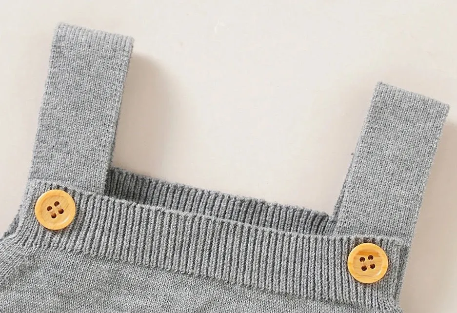 Rabbit Knitted Baby Overalls - Gray